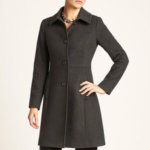 RALPH LAUREN Coat Wool Blend A-line Tailored Single Breasted Classic Charcoal 6